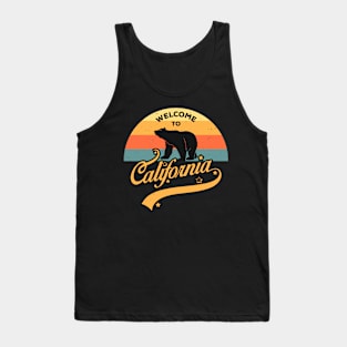 Welcome To California Retro Sunset Bear USA Trip Tank Top